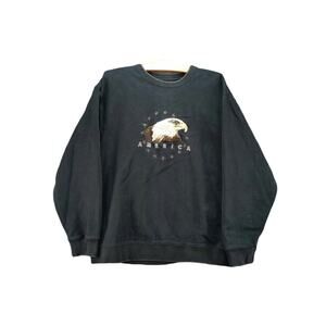 Croft & Barrow Embroidered Patriotic Bald Eagle America Sweatshirt Size M Black